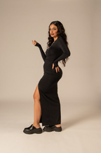 vestido longo manga longa kim