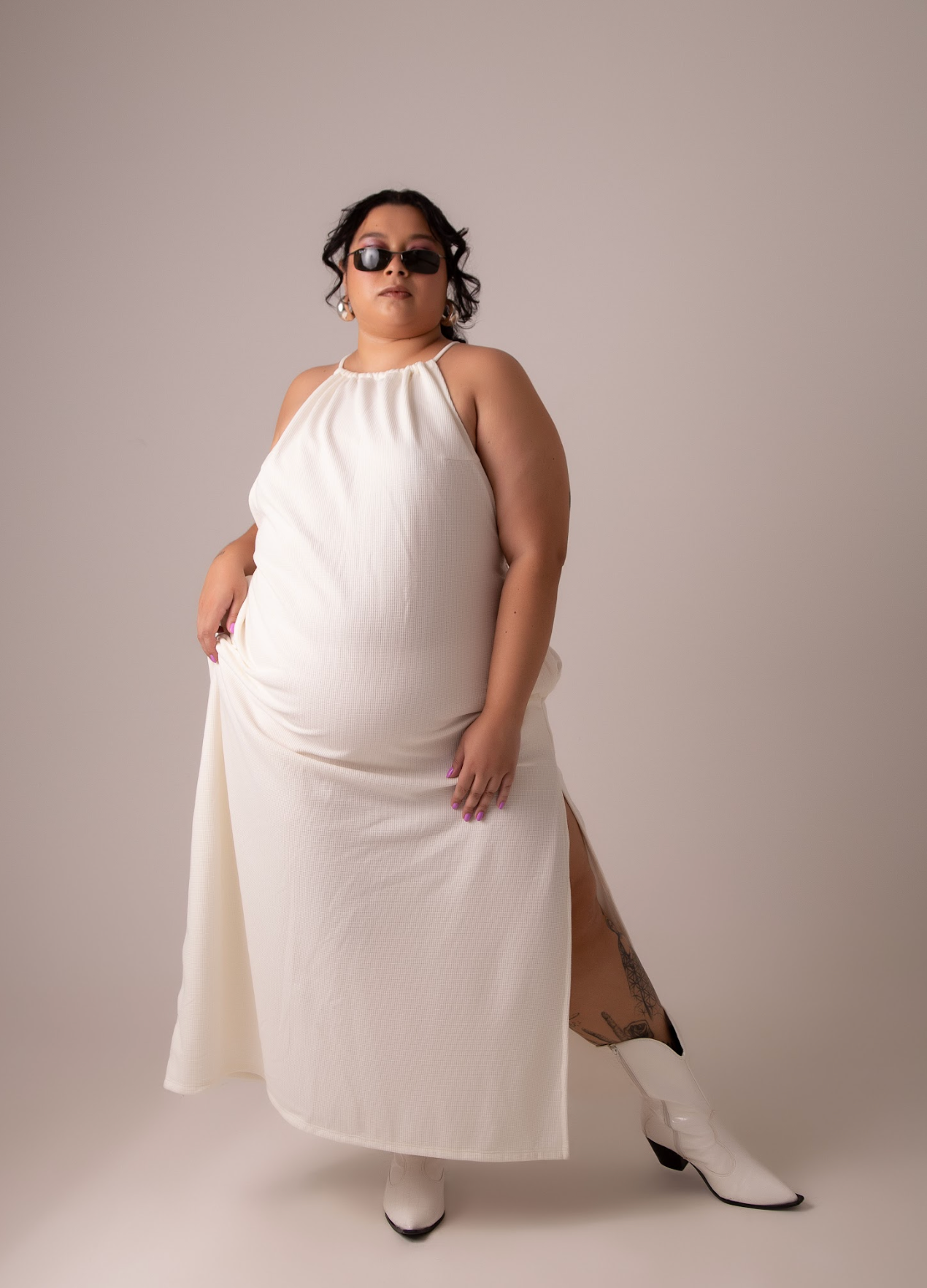 vestido comfy | vestido costas abertas com fenda lateral