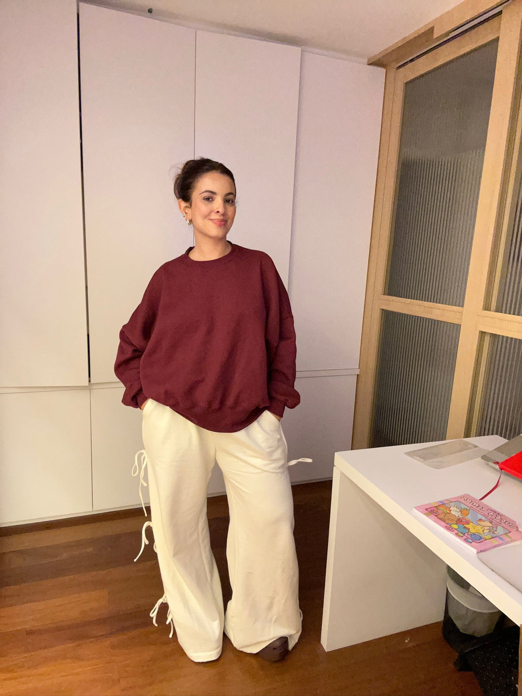 calça de moletom cozy wide lacinho