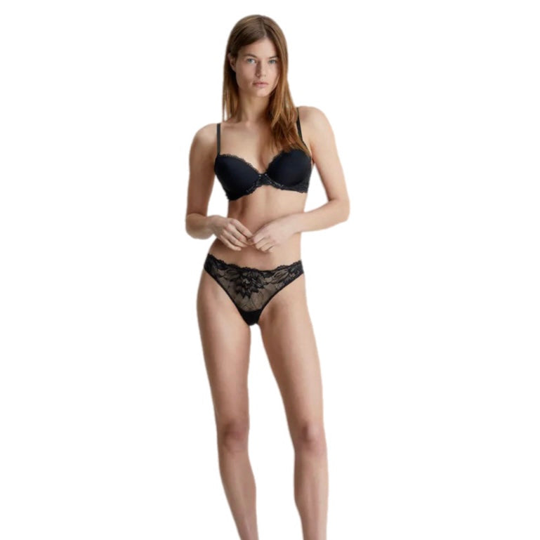 Calvin Klein Seductive Comfort Lotus Floral Lift Demi Bra Black