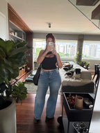 calça jeans ajustável wide acid wash