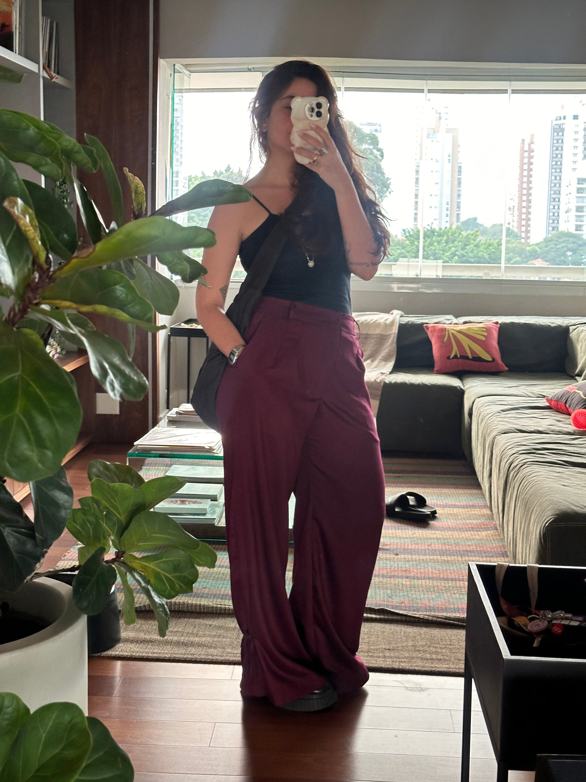 calça alfaiataria laço