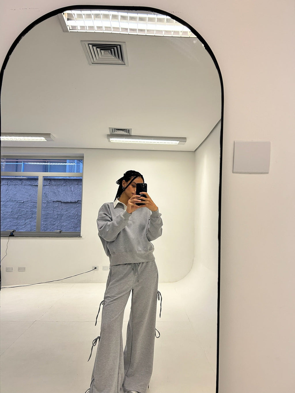 calça de moletom cozy wide lacinho