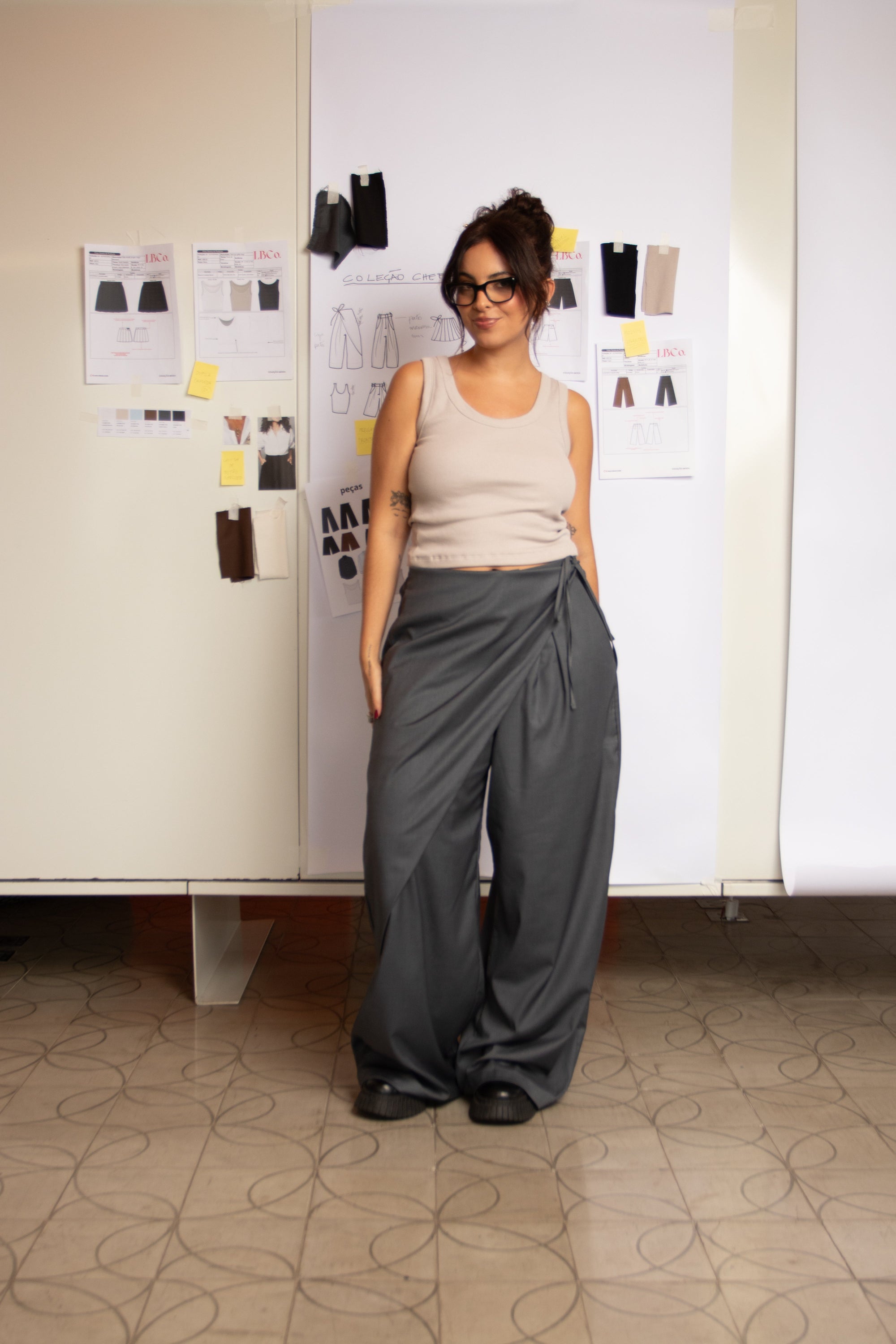 calça-saia de alfaiataria chefa