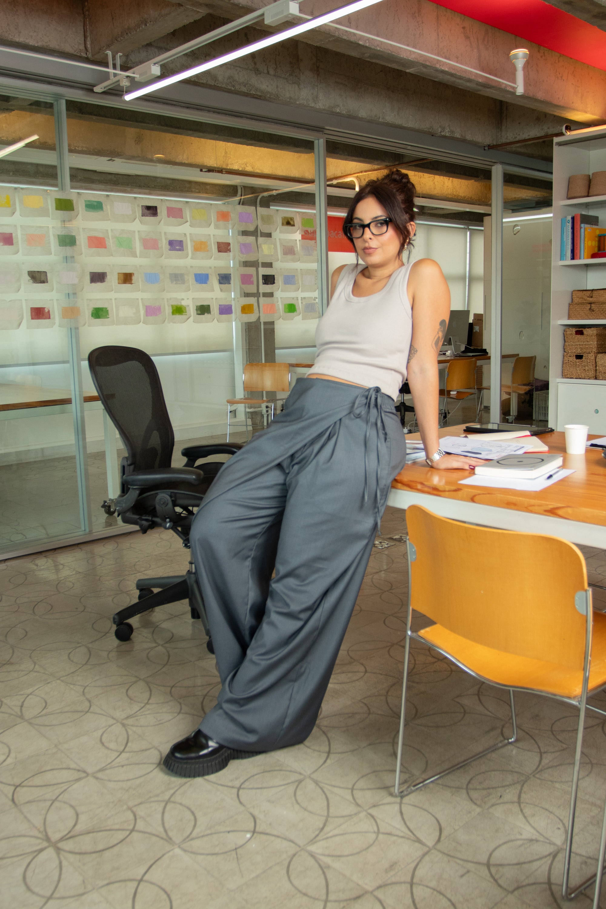 calça-saia de alfaiataria chefa