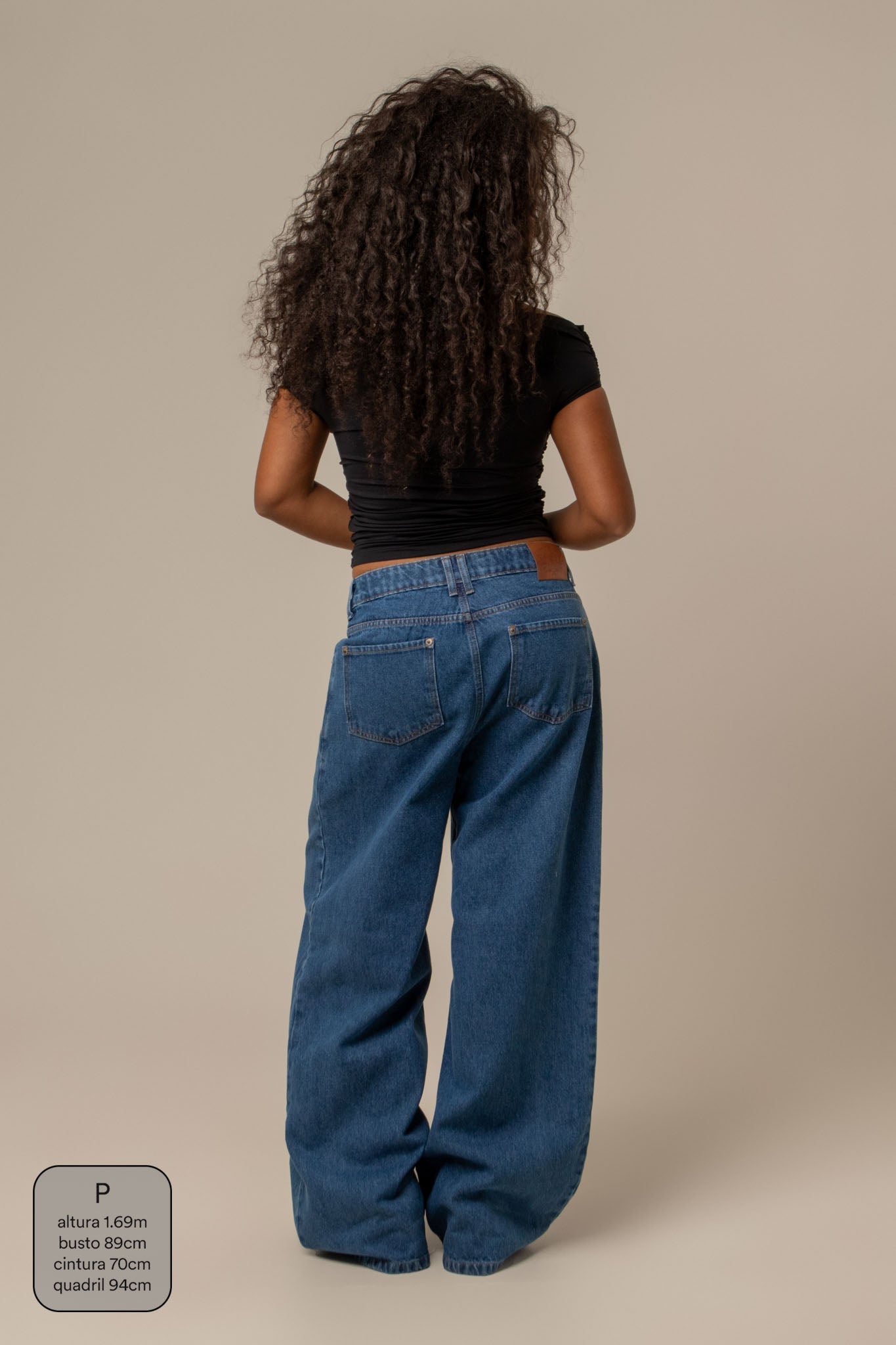 calça jeans ajustável wide denim blue