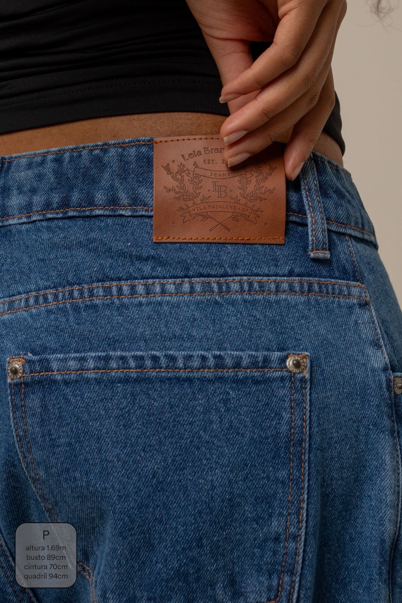 calça jeans ajustável wide denim blue