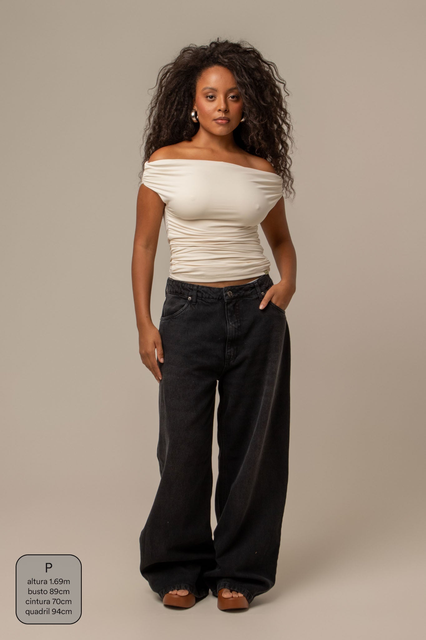 calça jeans ajustável wide midnight black