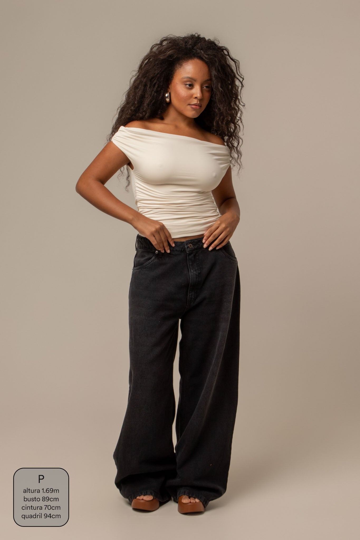 calça jeans ajustável wide midnight black