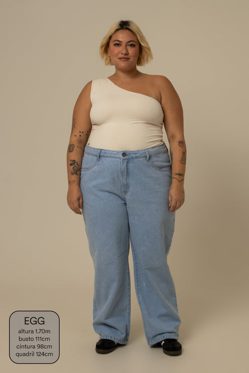 calça jeans ajustável mom clara