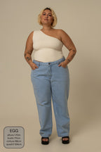 calça jeans ajustável mom clara