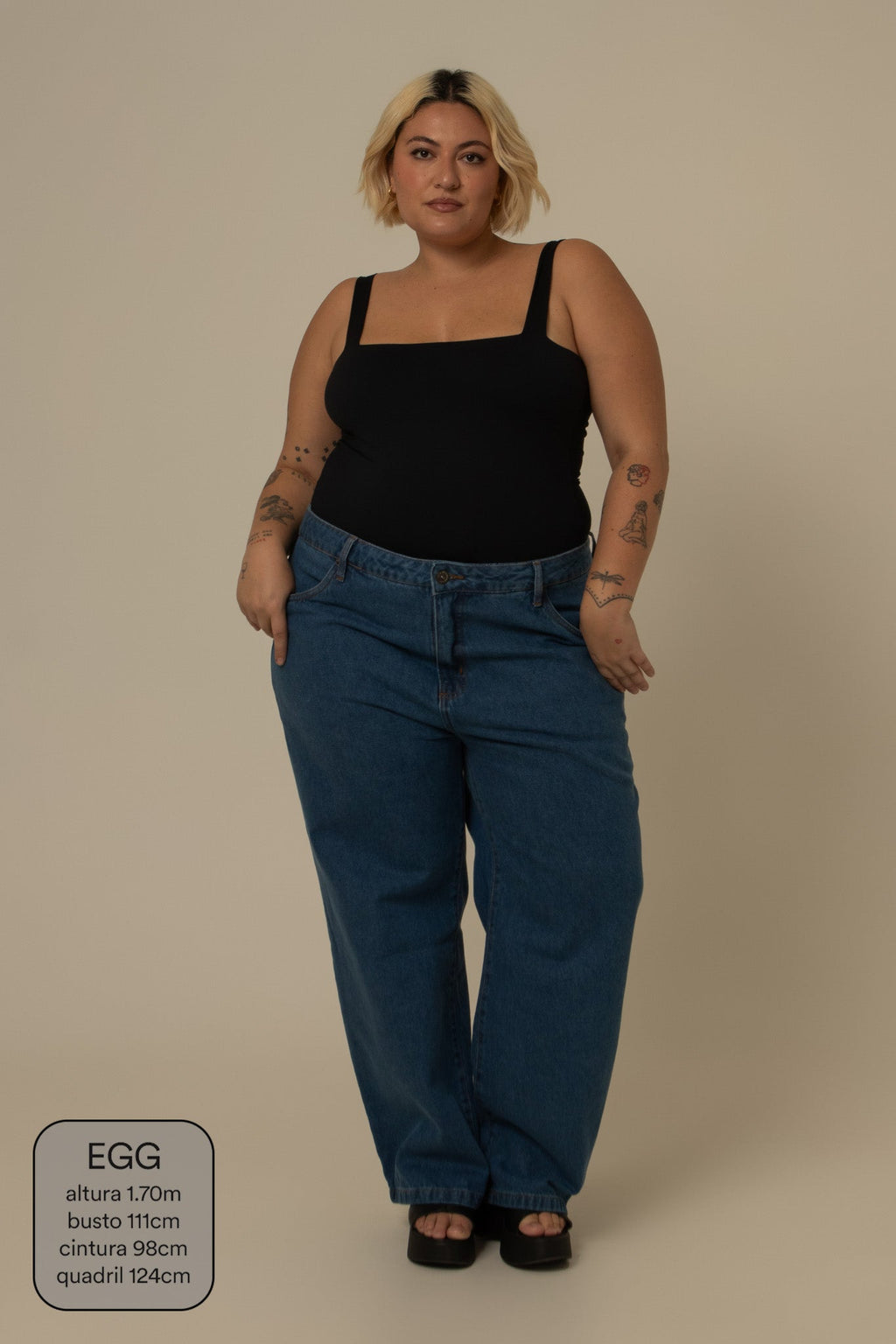 calça jeans ajustável mom denim blue