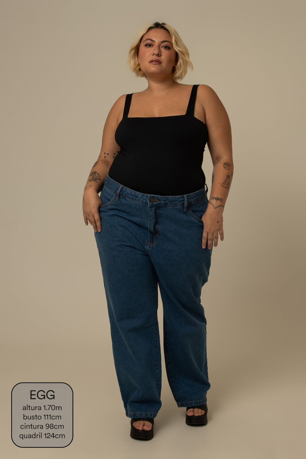 calça jeans ajustável mom denim blue