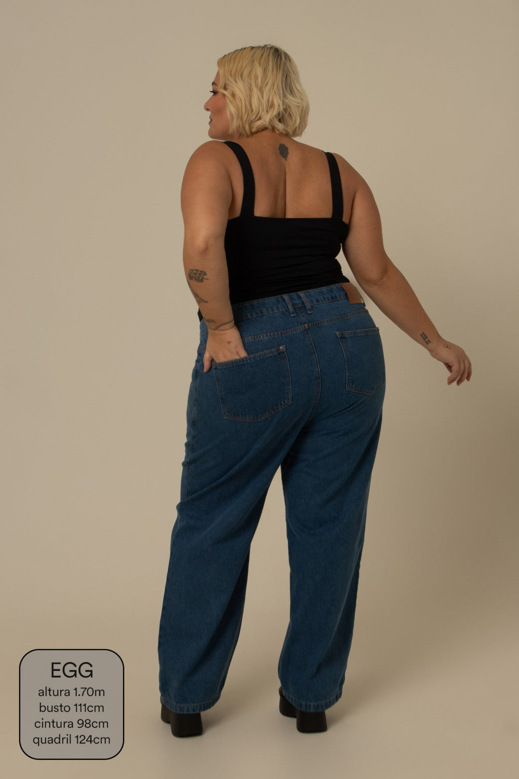 calça jeans ajustável mom denim blue