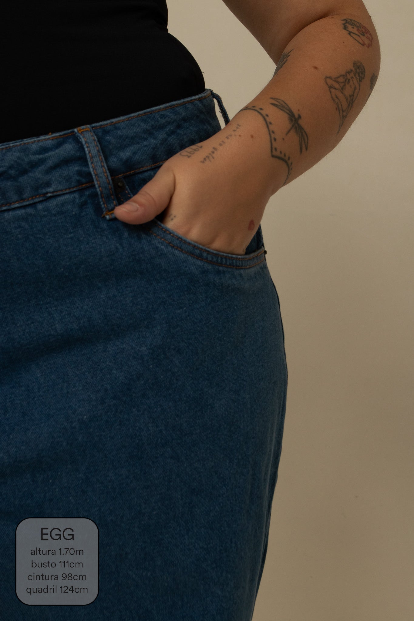 calça jeans ajustável mom denim blue