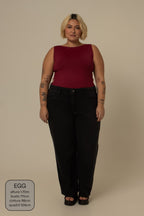 calça jeans ajustável mom midnight black