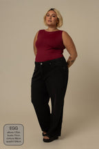 calça jeans ajustável mom midnight black