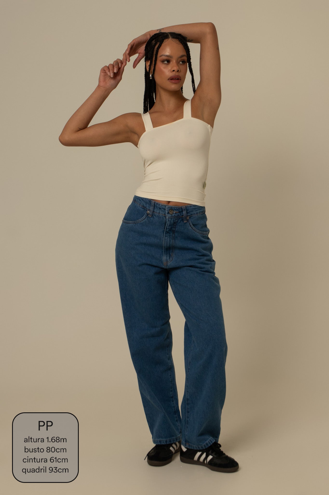 calça jeans ajustável mom denim blue