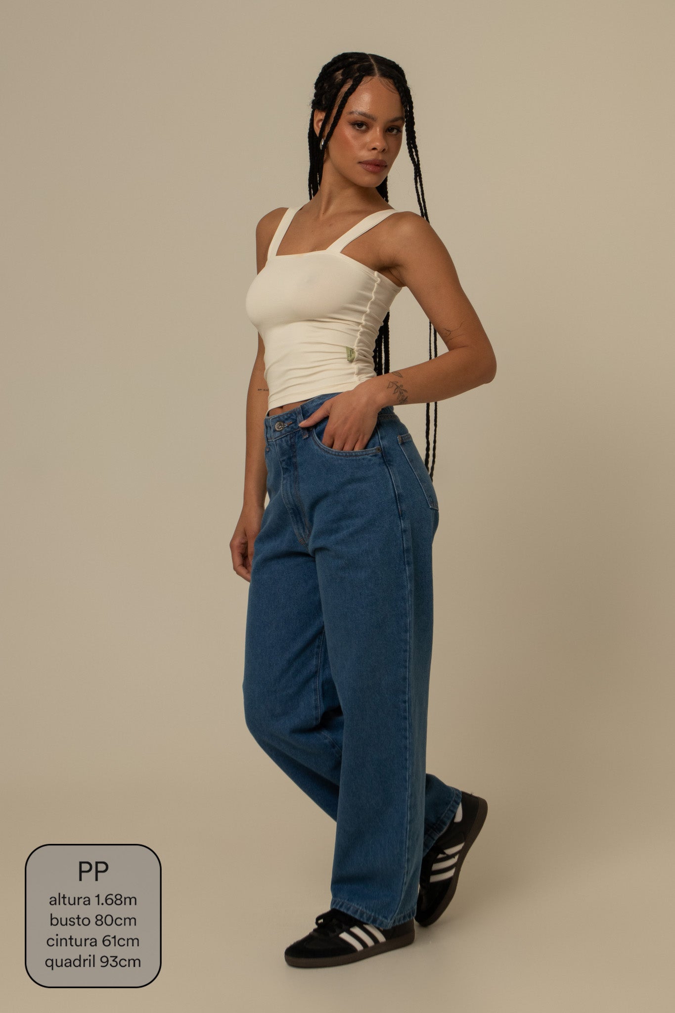 calça jeans ajustável mom denim blue