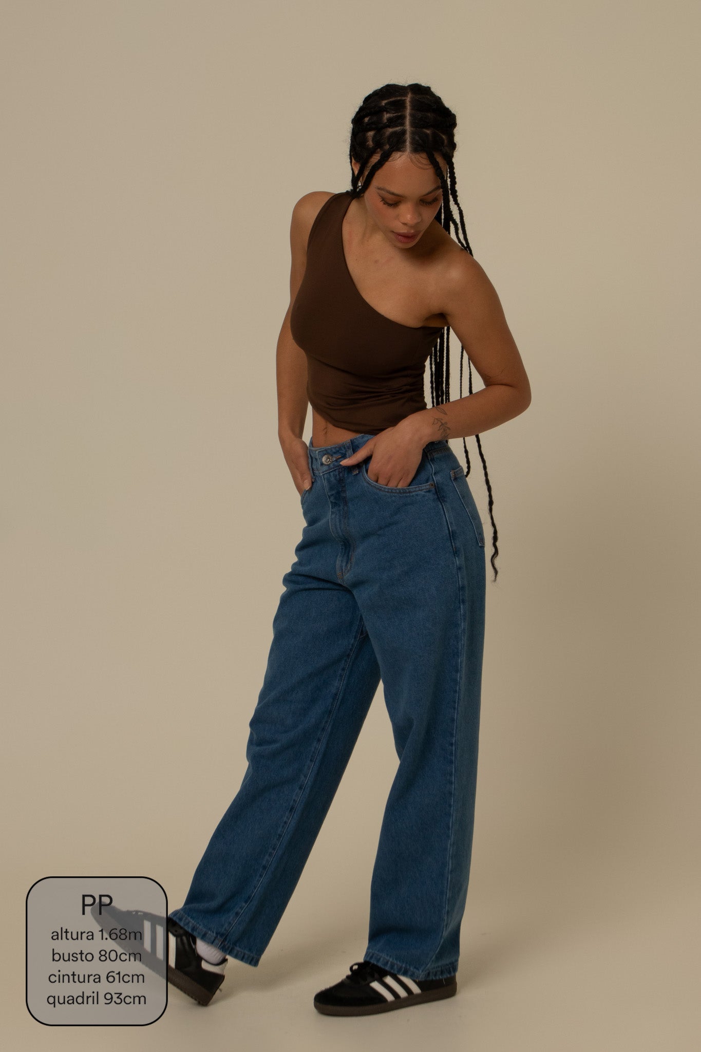 calça jeans ajustável mom denim blue