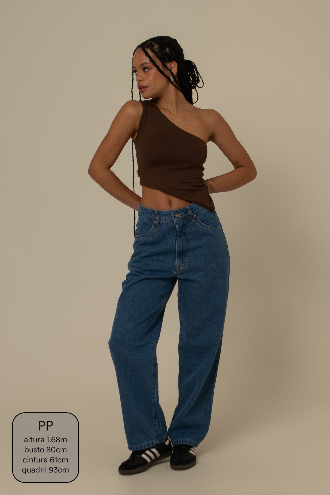 calça jeans ajustável mom denim blue