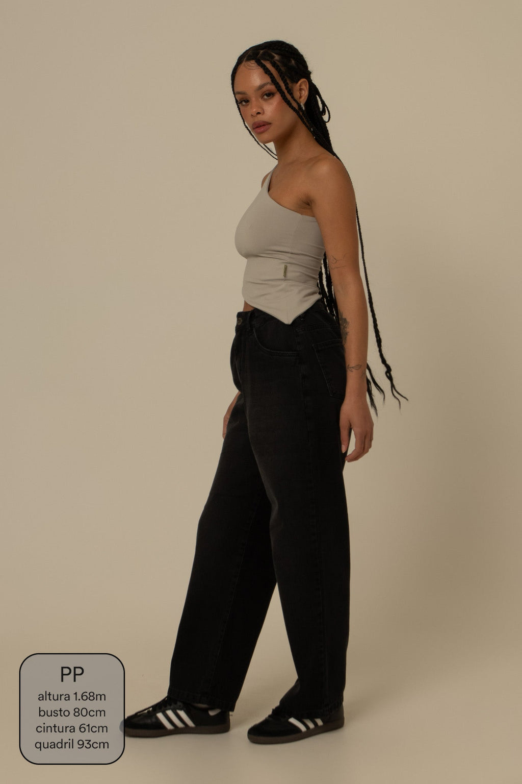 calça jeans ajustável mom midnight black