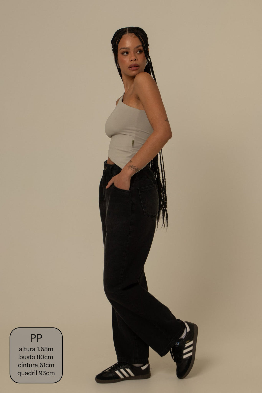 calça jeans ajustável mom midnight black