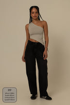 calça jeans ajustável mom midnight black