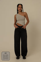 calça jeans ajustável mom midnight black