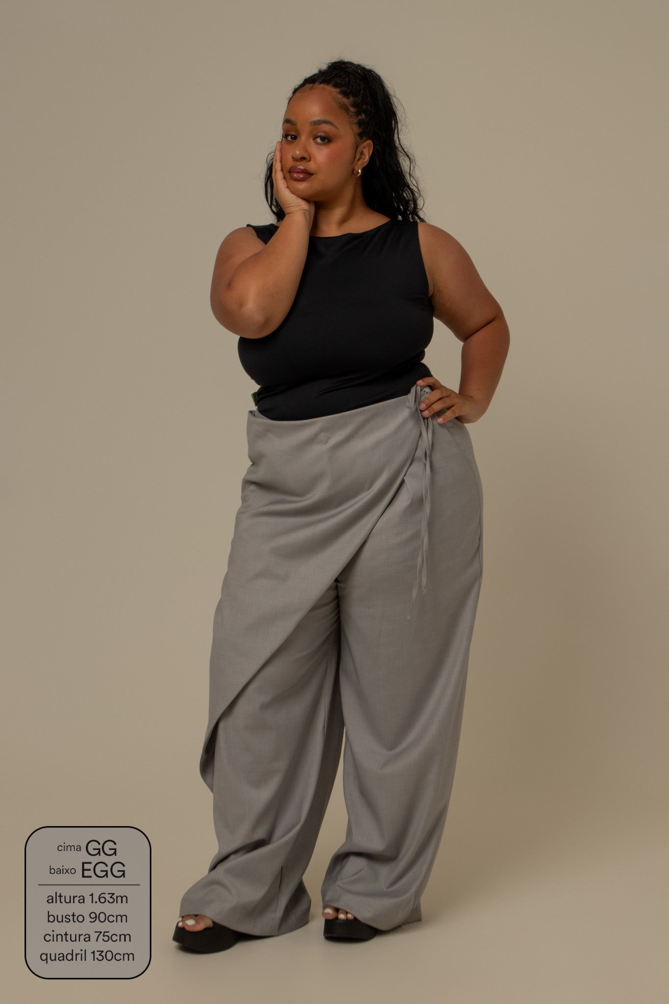 calça-saia de alfaiataria chefa