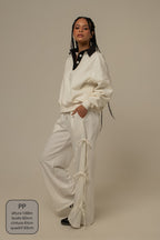 calça de moletom cozy wide lacinho