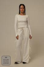 calça de moletom cozy wide lacinho