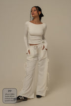 calça de moletom cozy wide lacinho