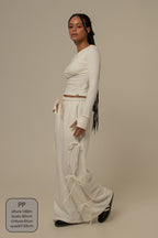 calça de moletom cozy wide lacinho