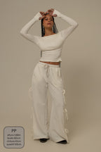 calça de moletom cozy wide lacinho