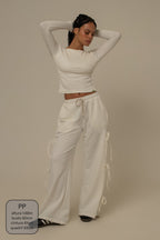 calça de moletom cozy wide lacinho