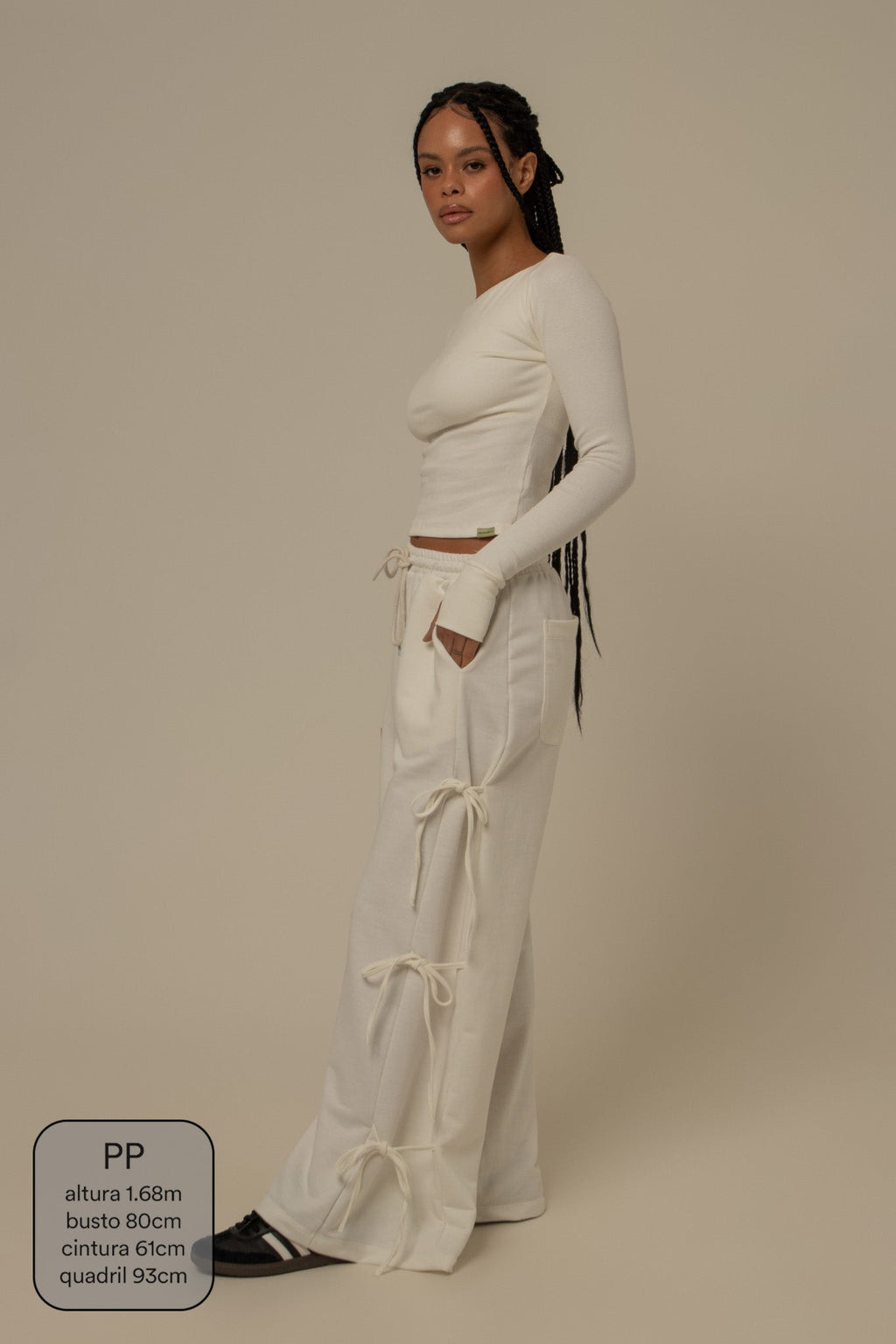 calça de moletom cozy wide lacinho