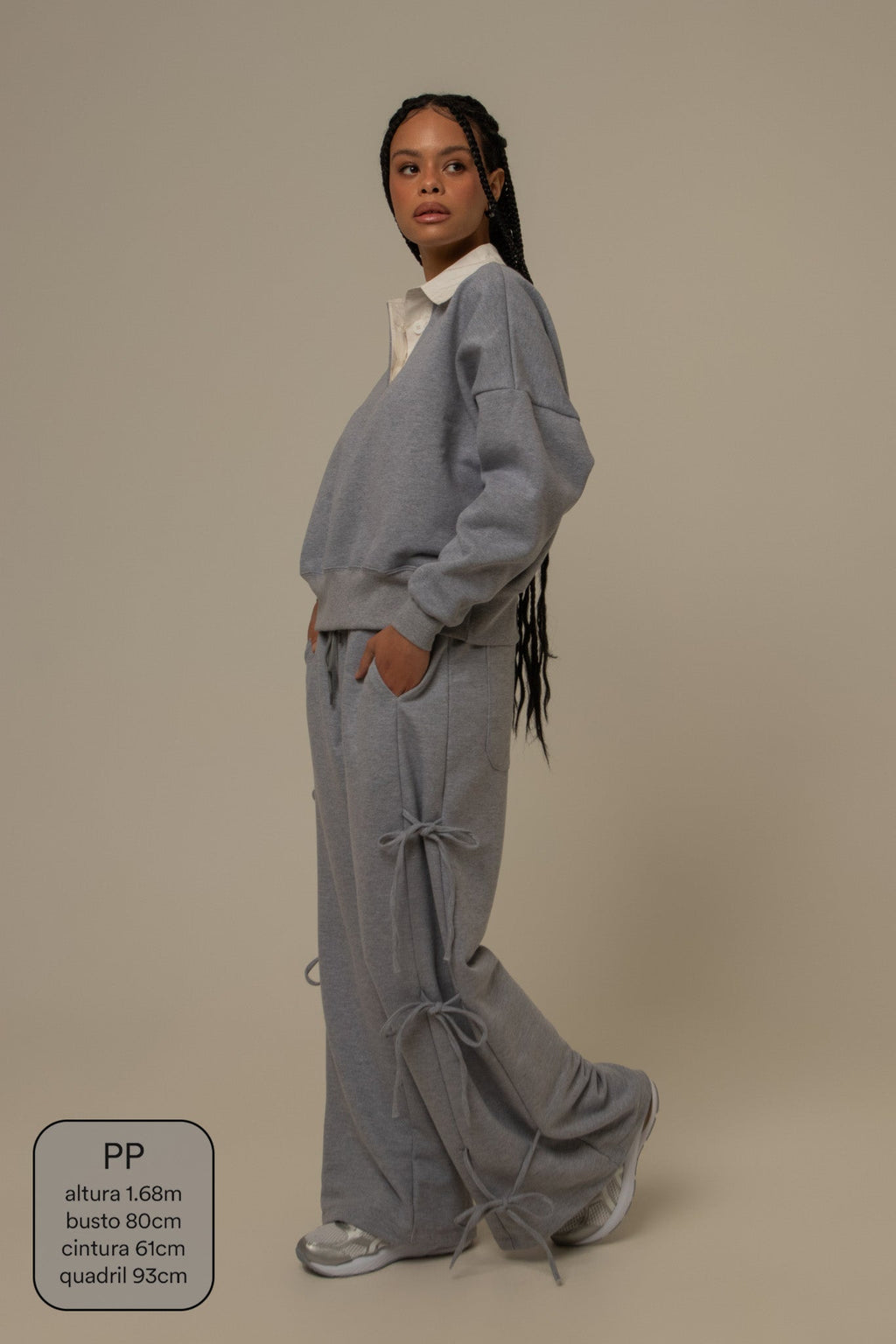 calça de moletom cozy wide lacinho