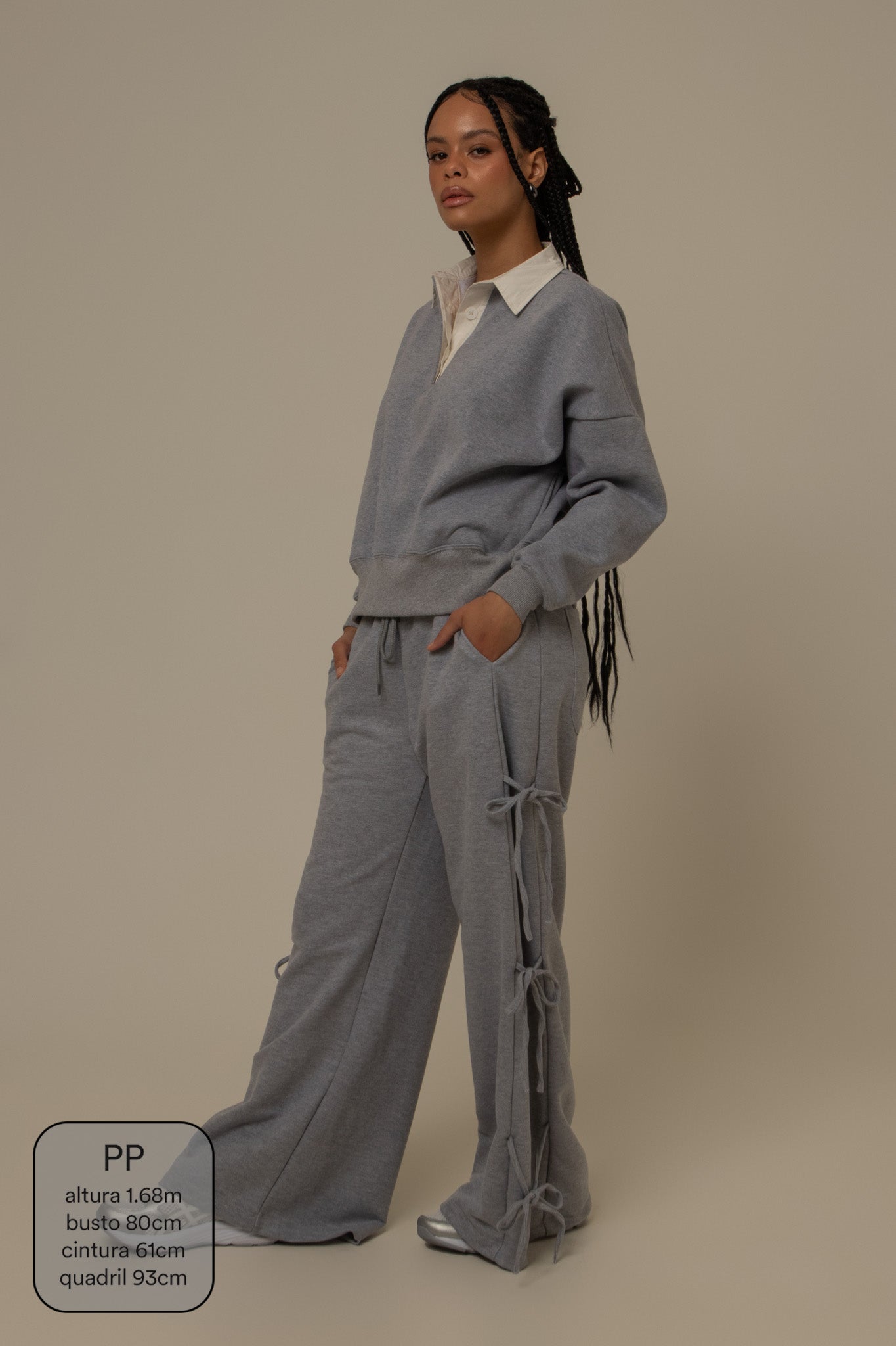 calça de moletom cozy wide lacinho