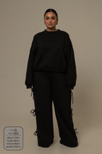 calça de moletom cozy wide lacinho