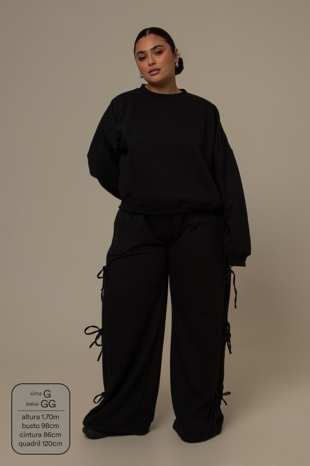 calça de moletom cozy wide lacinho