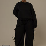 calça de moletom cozy wide lacinho