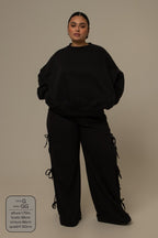 calça de moletom cozy wide lacinho