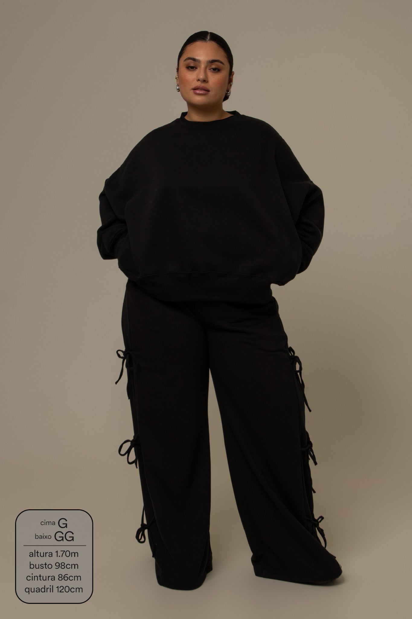 calça de moletom cozy wide lacinho