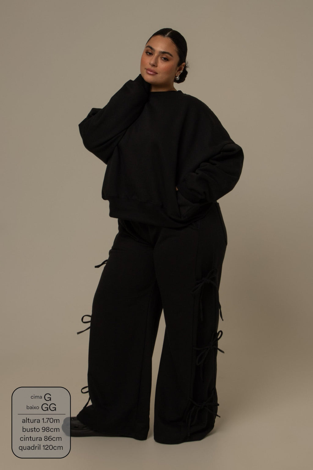 calça de moletom cozy wide lacinho