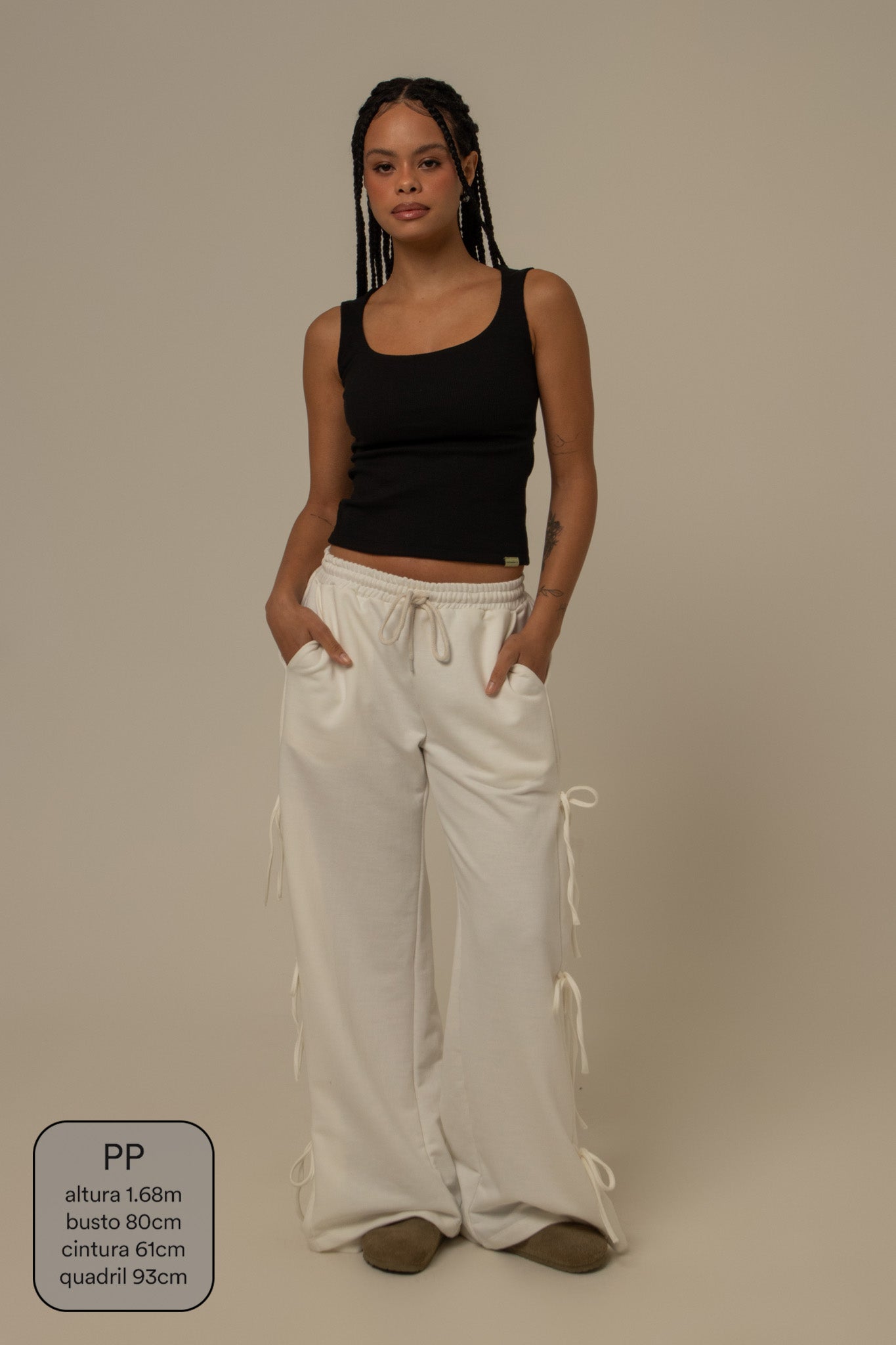 calça de moletom cozy wide lacinho