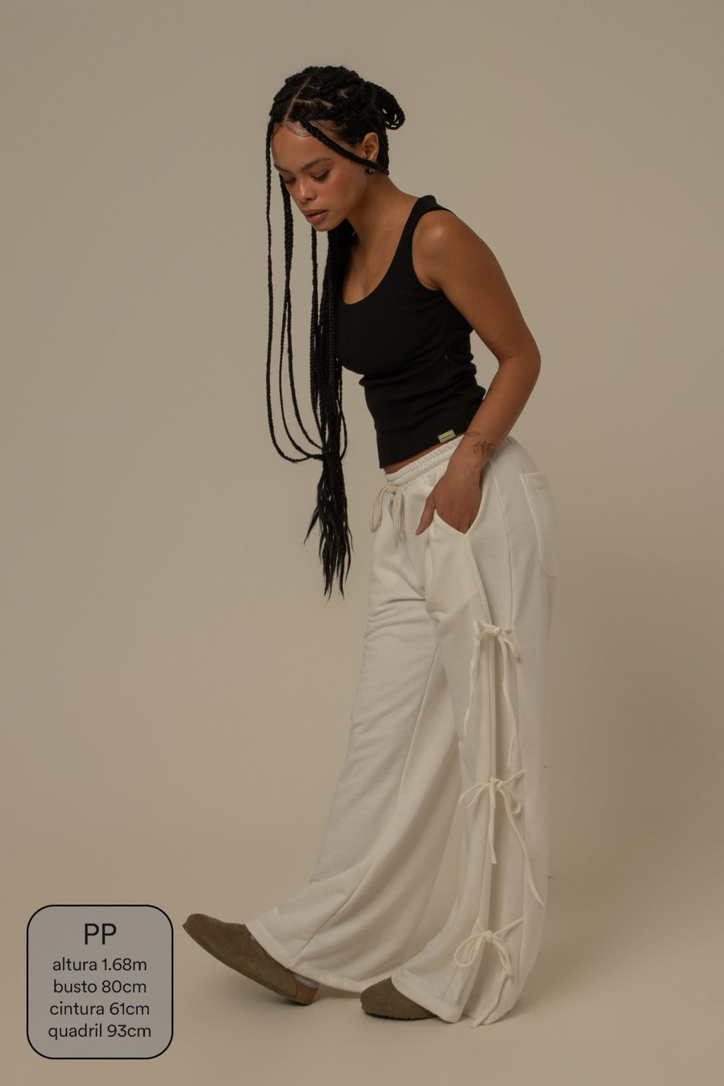 calça de moletom cozy wide lacinho