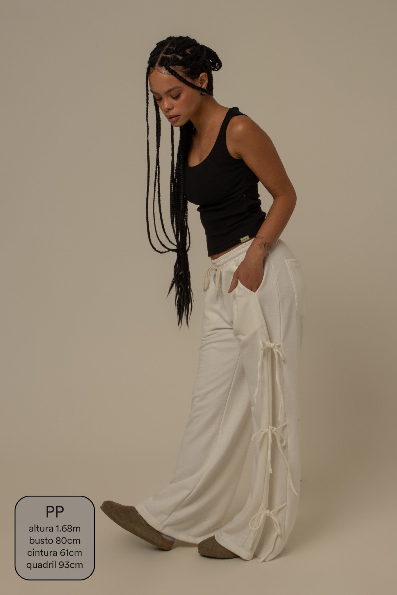 calça de moletom cozy wide lacinho