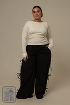 calça de moletom cozy wide lacinho