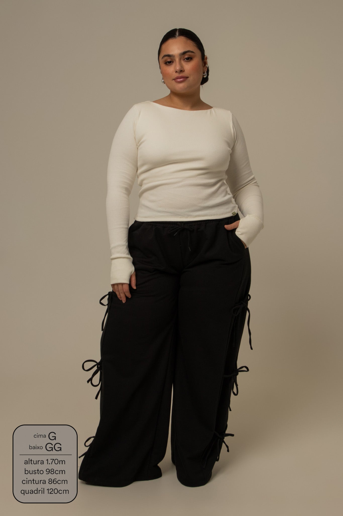 calça de moletom cozy wide lacinho